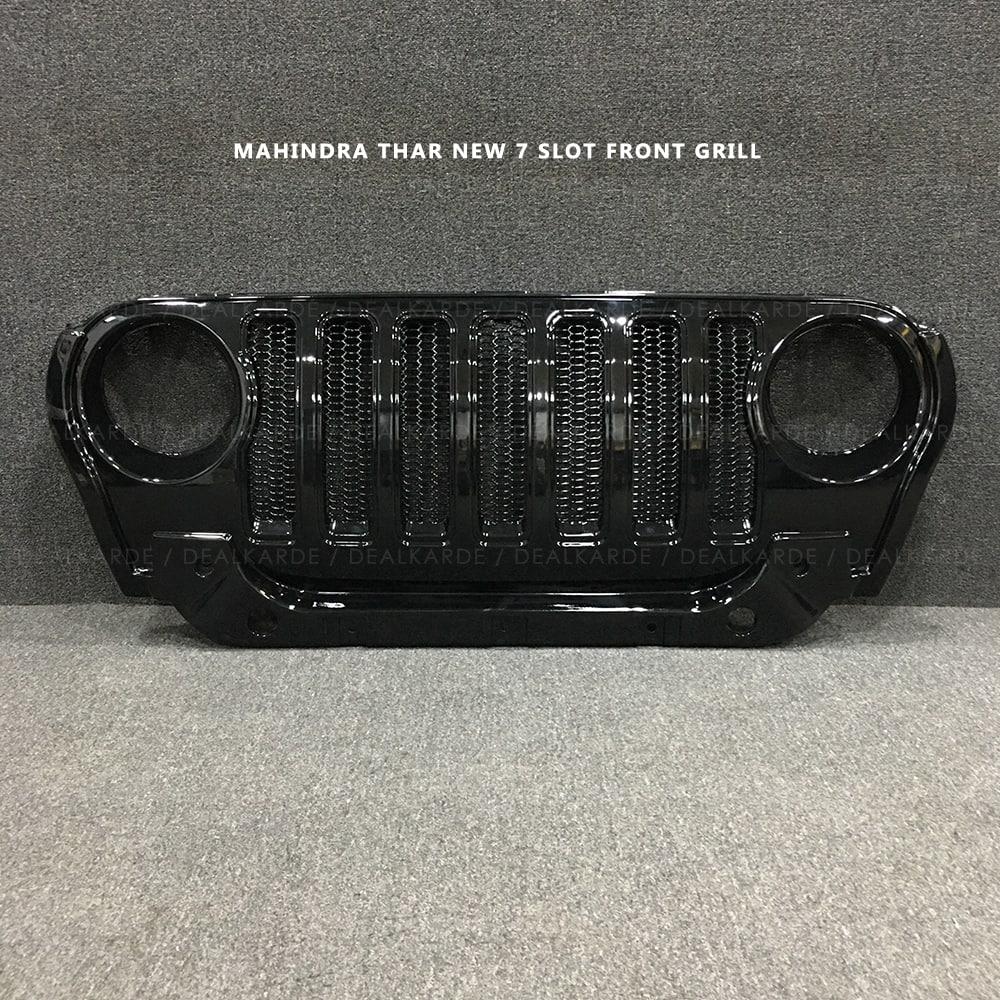  New 7 Slot Glossy Black Front Grill Compatible For Mahindra Thar