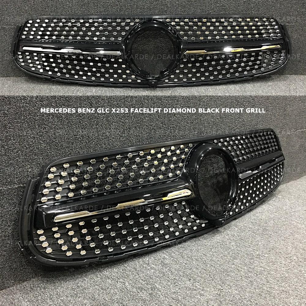 Diamond Black Front Grill Compatible For Mercedes Benz GLC X253 Facelift 