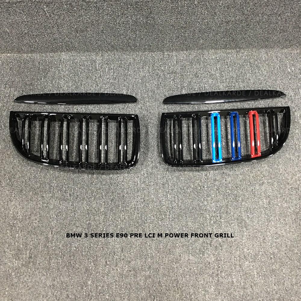 Dual Bar M Power Front Grill Compatible For BMW 3 Series E90 Pre LCI