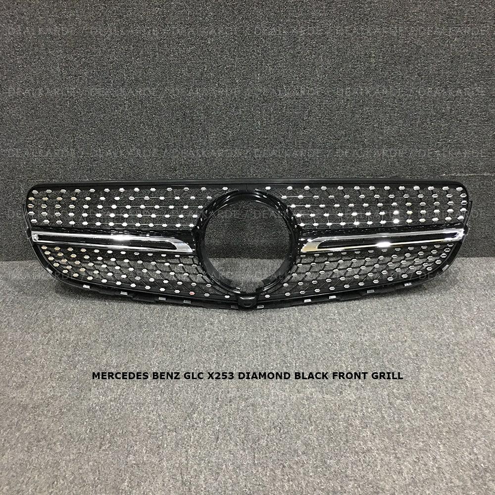 Diamond Black Front Grill Compatible For Mercedes Benz GLC X253 Pre Facelift 