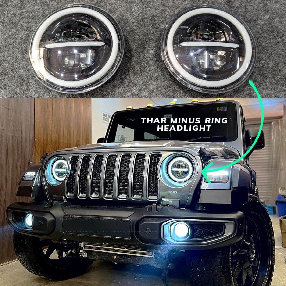 Minus Ring Headlight Compatible For Mahindra Thar